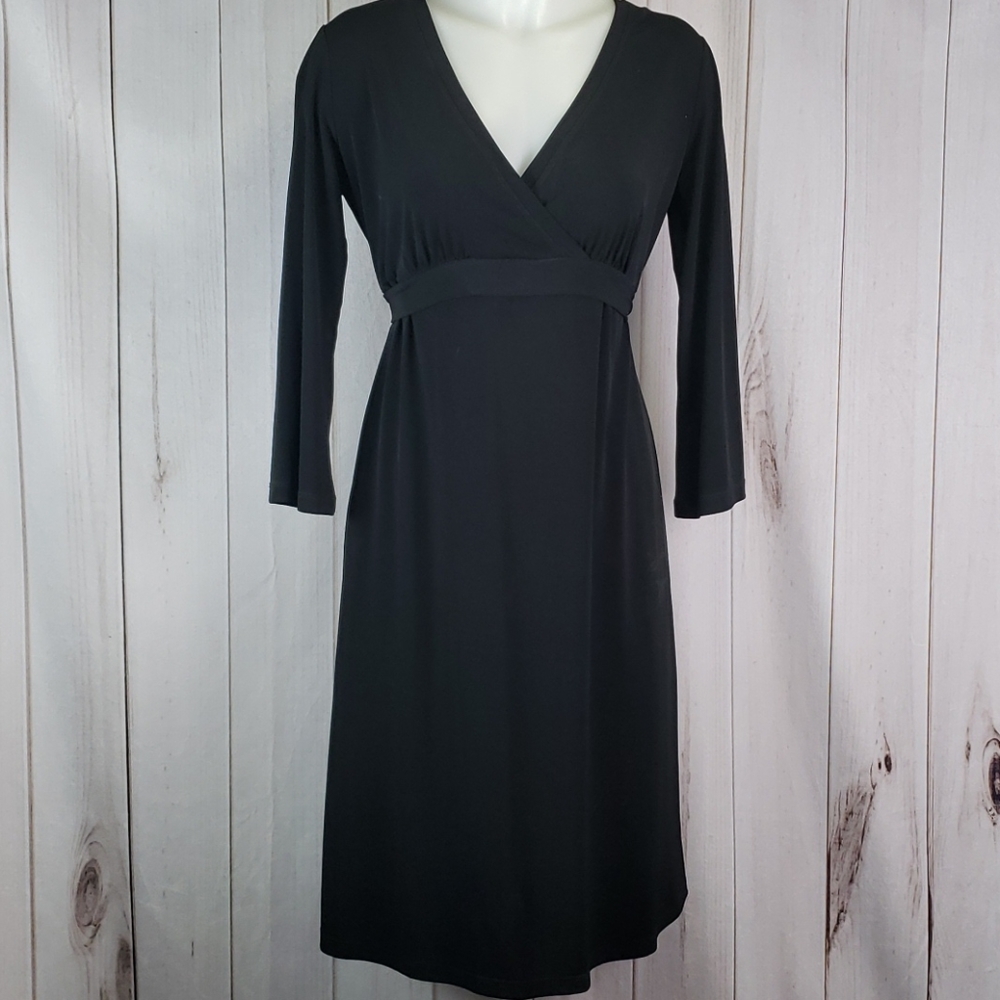 Duo Black Faux Wrap 3/4 Sleeve Maternity Dress S